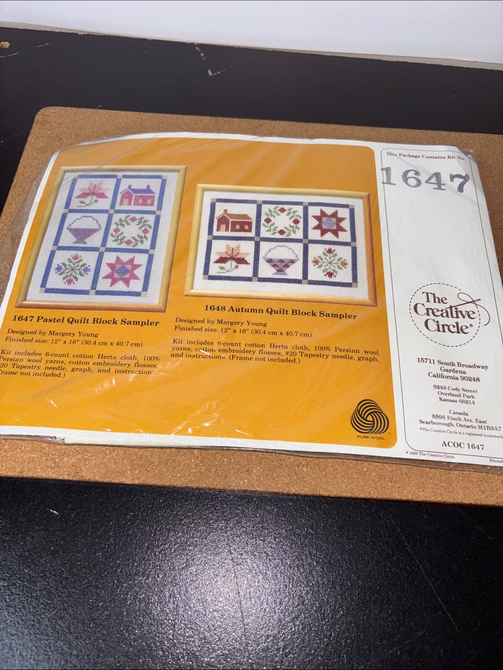 The Creative Circle Pastel Quilt Block Sampler Cross Stitch Kit Pink Blue #1647